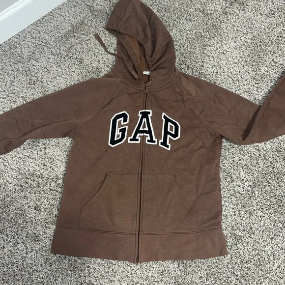 Brown Gap Jacket Zip Up Zipper Brown Logo Gap Hoodie Buy Gap Brown